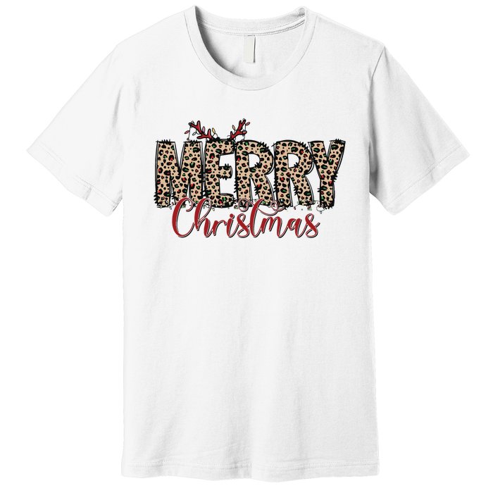 Leopard Merry Christmas Premium T-Shirt