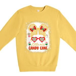 Littles Miss Candy Cane Bow Messy Bun Santa Christmas Party Premium Crewneck Sweatshirt