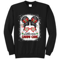 Littles Miss Candy Cane Bow Messy Bun Santa Christmas Party Sweatshirt