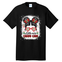 Littles Miss Candy Cane Bow Messy Bun Santa Christmas Party Tall T-Shirt