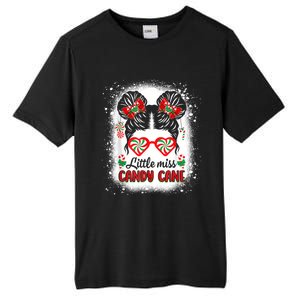 Littles Miss Candy Cane Bow Messy Bun Santa Christmas Party Tall Fusion ChromaSoft Performance T-Shirt