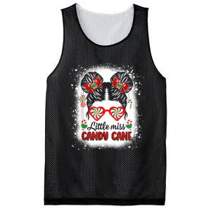 Littles Miss Candy Cane Bow Messy Bun Santa Christmas Party Mesh Reversible Basketball Jersey Tank