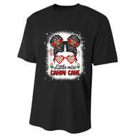 Littles Miss Candy Cane Bow Messy Bun Santa Christmas Party Performance Sprint T-Shirt