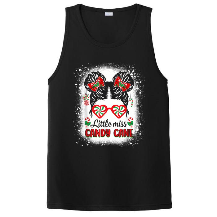 Littles Miss Candy Cane Bow Messy Bun Santa Christmas Party PosiCharge Competitor Tank