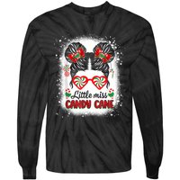 Littles Miss Candy Cane Bow Messy Bun Santa Christmas Party Tie-Dye Long Sleeve Shirt