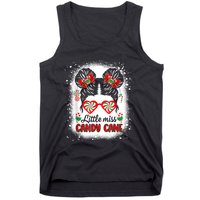 Littles Miss Candy Cane Bow Messy Bun Santa Christmas Party Tank Top