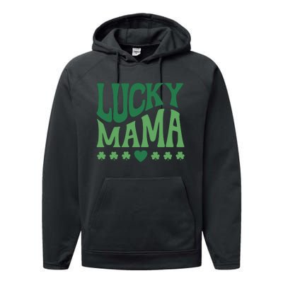 Lucky Mama Cute St Patricks Day Mom Performance Fleece Hoodie