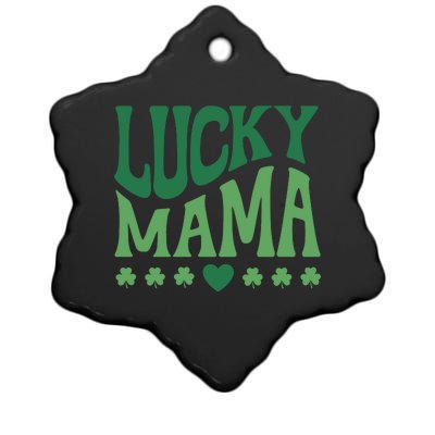 Lucky Mama Cute St Patricks Day Mom Ceramic Star Ornament