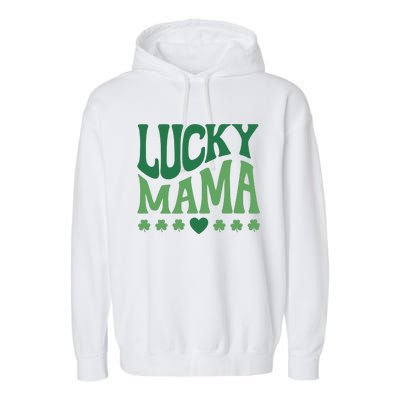 Lucky Mama Cute St Patricks Day Mom Garment-Dyed Fleece Hoodie