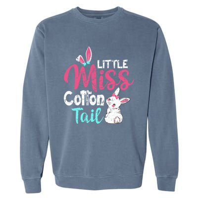 Little Miss Cotton Tail Cute Easter Bunny Vintage Easter Cute Gift Garment-Dyed Sweatshirt