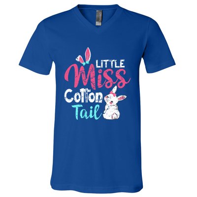 Little Miss Cotton Tail Cute Easter Bunny Vintage Easter Cute Gift V-Neck T-Shirt