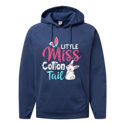 Little Miss Cotton Tail Cute Easter Bunny Vintage Easter Cute Gift Performance Fleece Hoodie