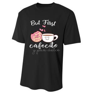 Latina Mom Cute Spanish Coffee And Conchas Pun Mama Performance Sprint T-Shirt