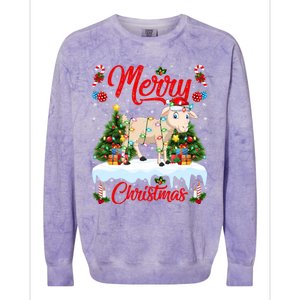 Lamb Merry Christmas Tree Lighting Santa Lamb Xmas Gift Colorblast Crewneck Sweatshirt