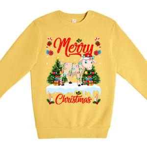 Lamb Merry Christmas Tree Lighting Santa Lamb Xmas Gift Premium Crewneck Sweatshirt