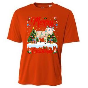 Lamb Merry Christmas Tree Lighting Santa Lamb Xmas Gift Cooling Performance Crew T-Shirt