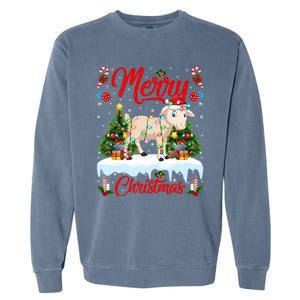 Lamb Merry Christmas Tree Lighting Santa Lamb Xmas Gift Garment-Dyed Sweatshirt