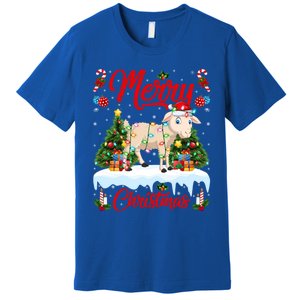 Lamb Merry Christmas Tree Lighting Santa Lamb Xmas Gift Premium T-Shirt