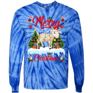 Lamb Merry Christmas Tree Lighting Santa Lamb Xmas Gift Tie-Dye Long Sleeve Shirt