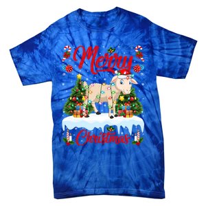 Lamb Merry Christmas Tree Lighting Santa Lamb Xmas Gift Tie-Dye T-Shirt