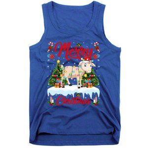 Lamb Merry Christmas Tree Lighting Santa Lamb Xmas Gift Tank Top