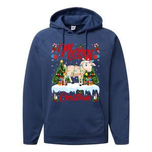 Lamb Merry Christmas Tree Lighting Santa Lamb Xmas Gift Performance Fleece Hoodie