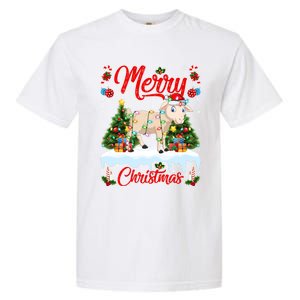 Lamb Merry Christmas Tree Lighting Santa Lamb Xmas Gift Garment-Dyed Heavyweight T-Shirt