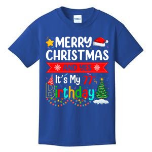 Lighting Merry Christmas Yes ItS My 77th Birthday Christmas Gift Kids T-Shirt