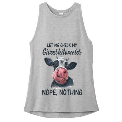 Let Me Check My Giveashitometer Nope Nothing Funny Cow Ladies PosiCharge Tri-Blend Wicking Tank