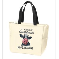 Let Me Check My Giveashitometer Nope Nothing Funny Cow Zip Tote Bag