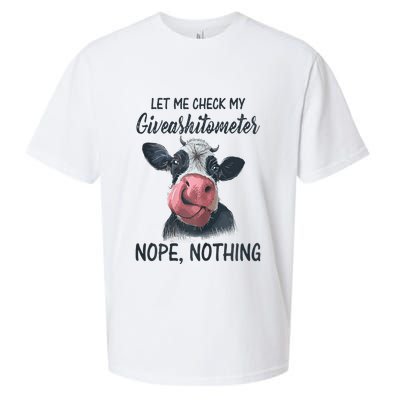 Let Me Check My Giveashitometer Nope Nothing Funny Cow Sueded Cloud Jersey T-Shirt