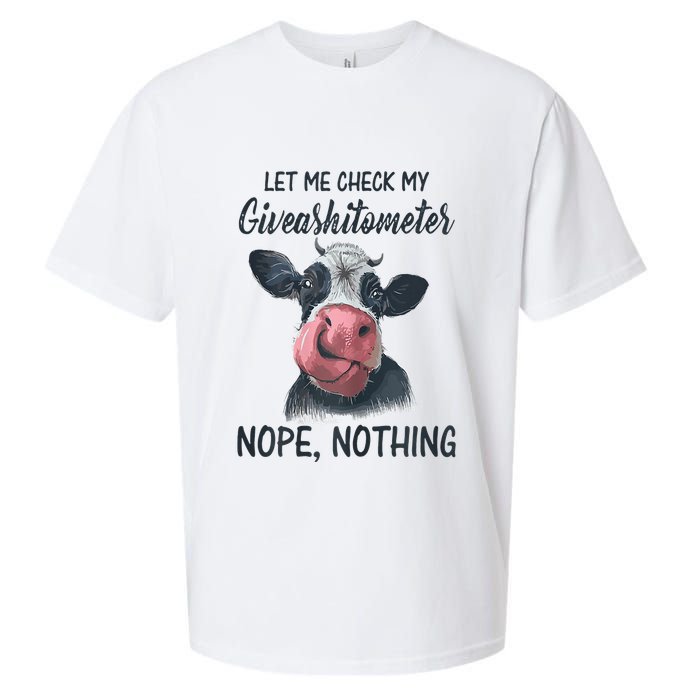 Let Me Check My Giveashitometer Nope Nothing Funny Cow Sueded Cloud Jersey T-Shirt