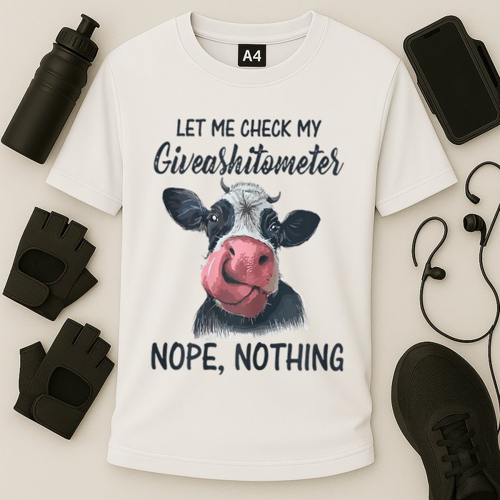 Let Me Check My Giveashitometer Nope Nothing Funny Cow Performance Shirt