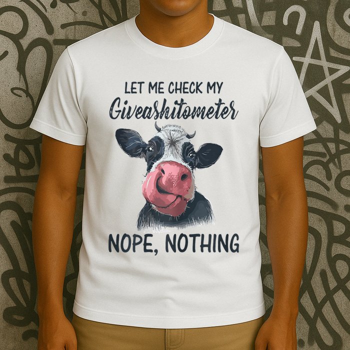 Let Me Check My Giveashitometer Nope Nothing Funny Cow T-Shirt