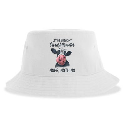 Let Me Check My Giveashitometer Nope Nothing Funny Cow Sustainable Bucket Hat
