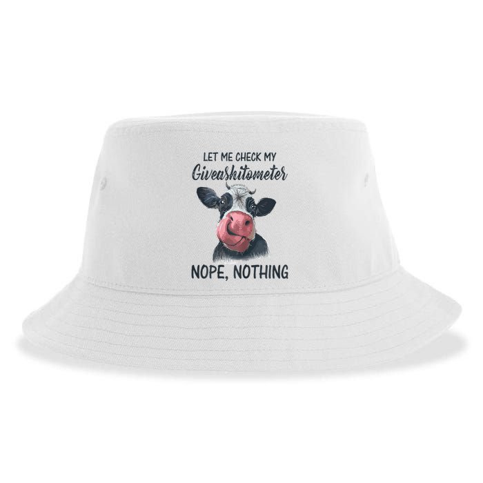Let Me Check My Giveashitometer Nope Nothing Funny Cow Sustainable Bucket Hat