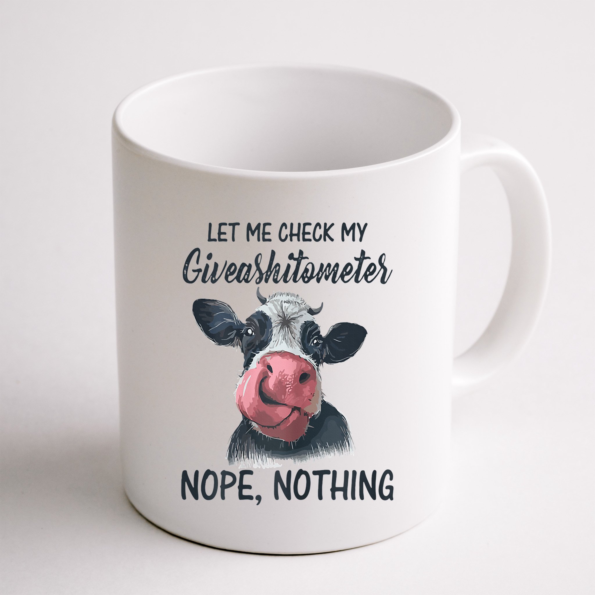 Let Me Check My Giveashitometer Nope Nothing Funny Cow Mug