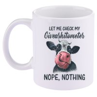 Let Me Check My Giveashitometer Nope Nothing Funny Cow 11oz C Handle Ceramic Mug