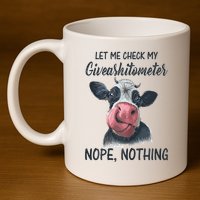 Let Me Check My Giveashitometer Nope Nothing Funny Cow 11oz C Handle Ceramic Mug
