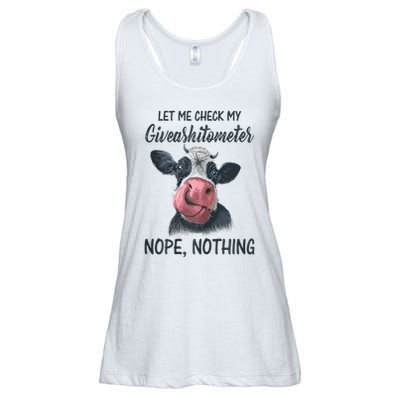 Let Me Check My Giveashitometer Nope Nothing Funny Cow Ladies Essential Flowy Tank