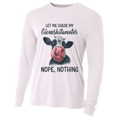 Let Me Check My Giveashitometer Nope Nothing Funny Cow Cooling Performance Long Sleeve Crew