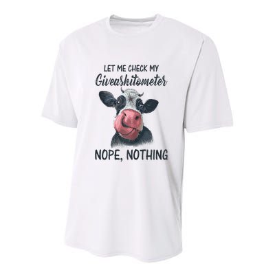 Let Me Check My Giveashitometer Nope Nothing Funny Cow Youth Performance Sprint T-Shirt