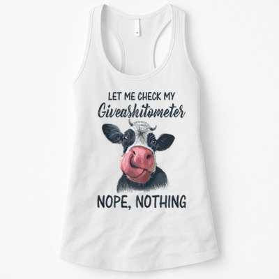 Let Me Check My Giveashitometer Nope Nothing Funny Cow Womens Tank Top