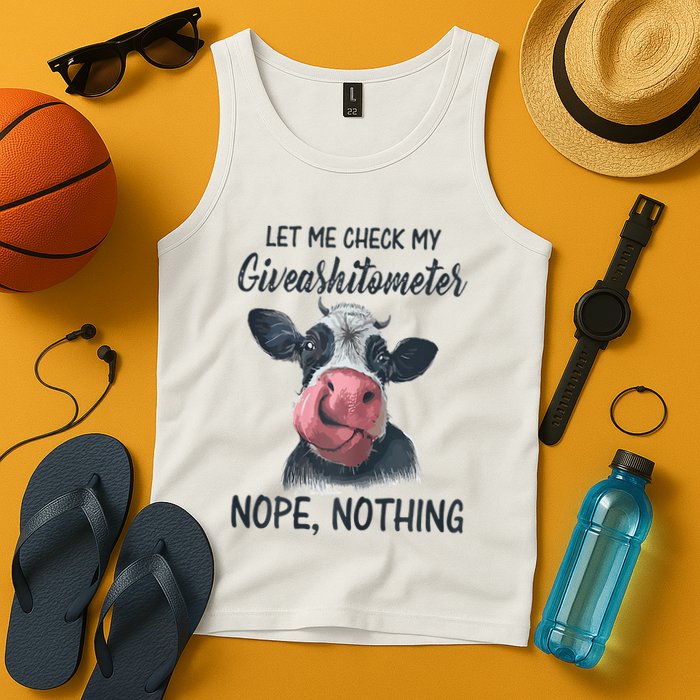 Let Me Check My Giveashitometer Nope Nothing Funny Cow Tank Top