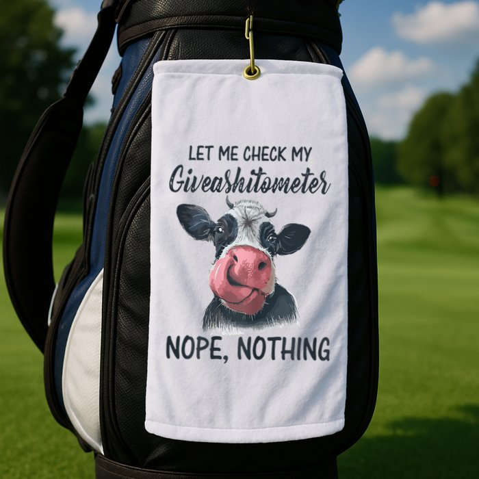 Let Me Check My Giveashitometer Nope Nothing Funny Cow Golf Towel