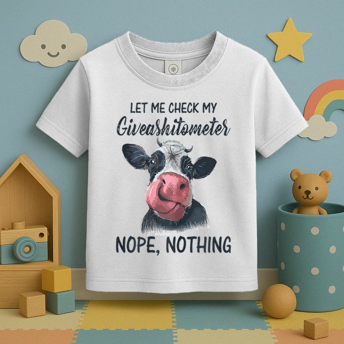 Let Me Check My Giveashitometer Nope Nothing Funny Cow Toddler T-Shirt