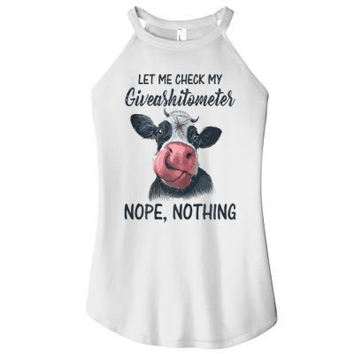 Let Me Check My Giveashitometer Nope Nothing Funny Cow Women's Perfect Tri Rocker Tank