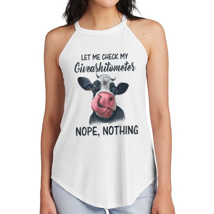 Let Me Check My Giveashitometer Nope Nothing Funny Cow Women's Perfect Tri Rocker Tank