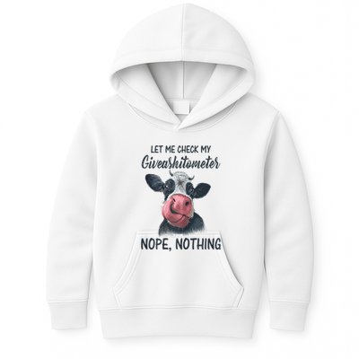 Let Me Check My Giveashitometer Nope Nothing Funny Cow Kids Hoodie