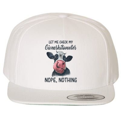 Let Me Check My Giveashitometer Nope Nothing Funny Cow Wool Snapback Cap